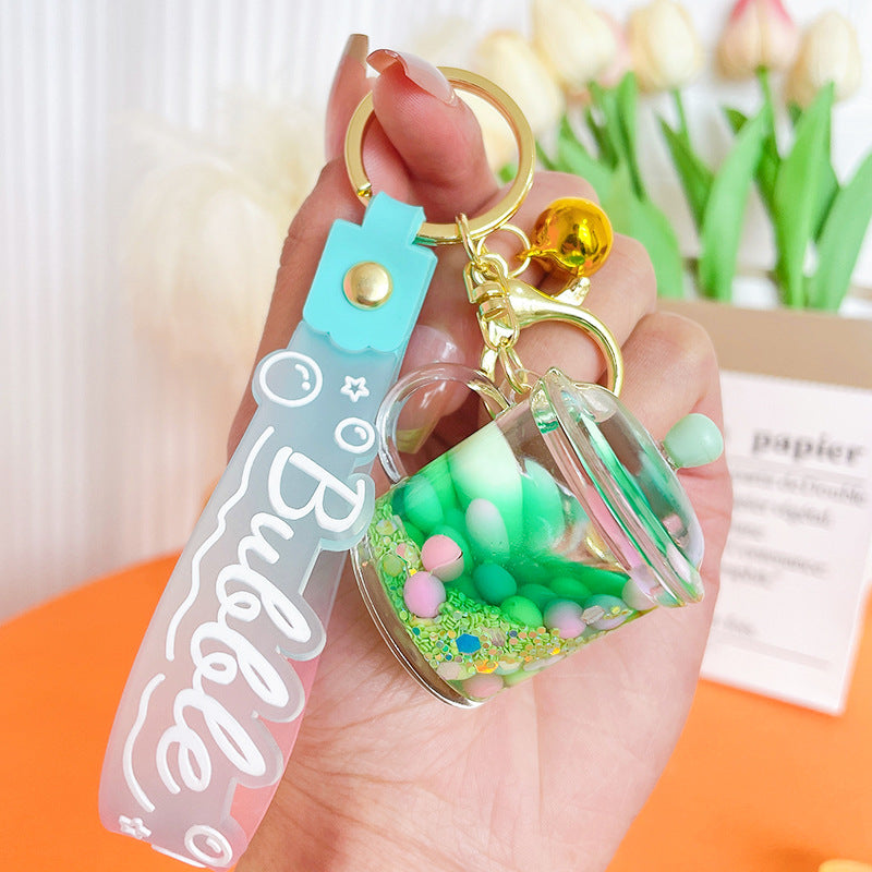 Wholesale Acrylic Oil-In Mugs Liquid Quicksand Keychain
